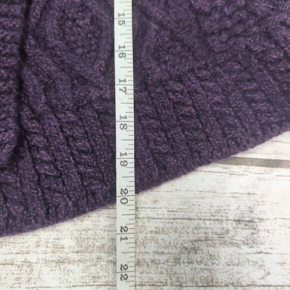 Blarney Aran Wool Royal Purple Fiona One Button Cardigan - Picture 5 of 7